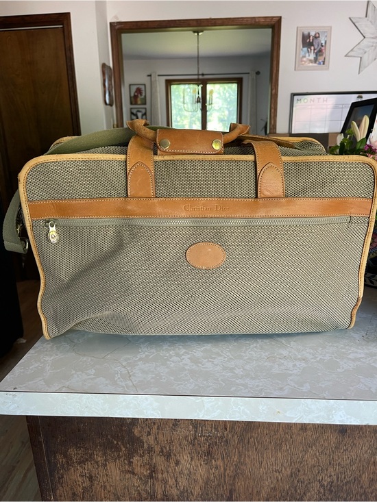 Christian Dior Handbags - Vintage Christian Dior Garment Bag Suitcase Travel Bag Canvas Leather Carry On